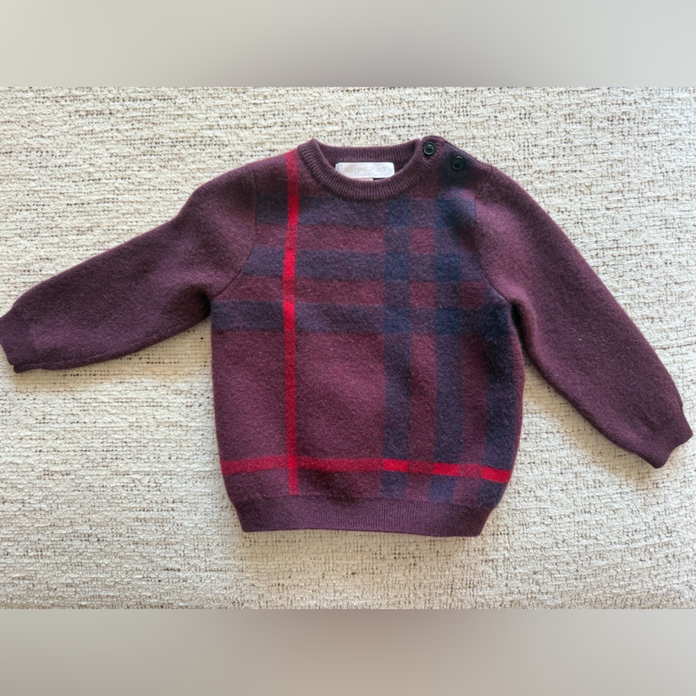 Burberry Kids Burgundy Plaid Sweater